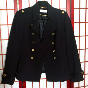 Women's Calvin Klein Blazer Size 6 Navy Blue Gold
